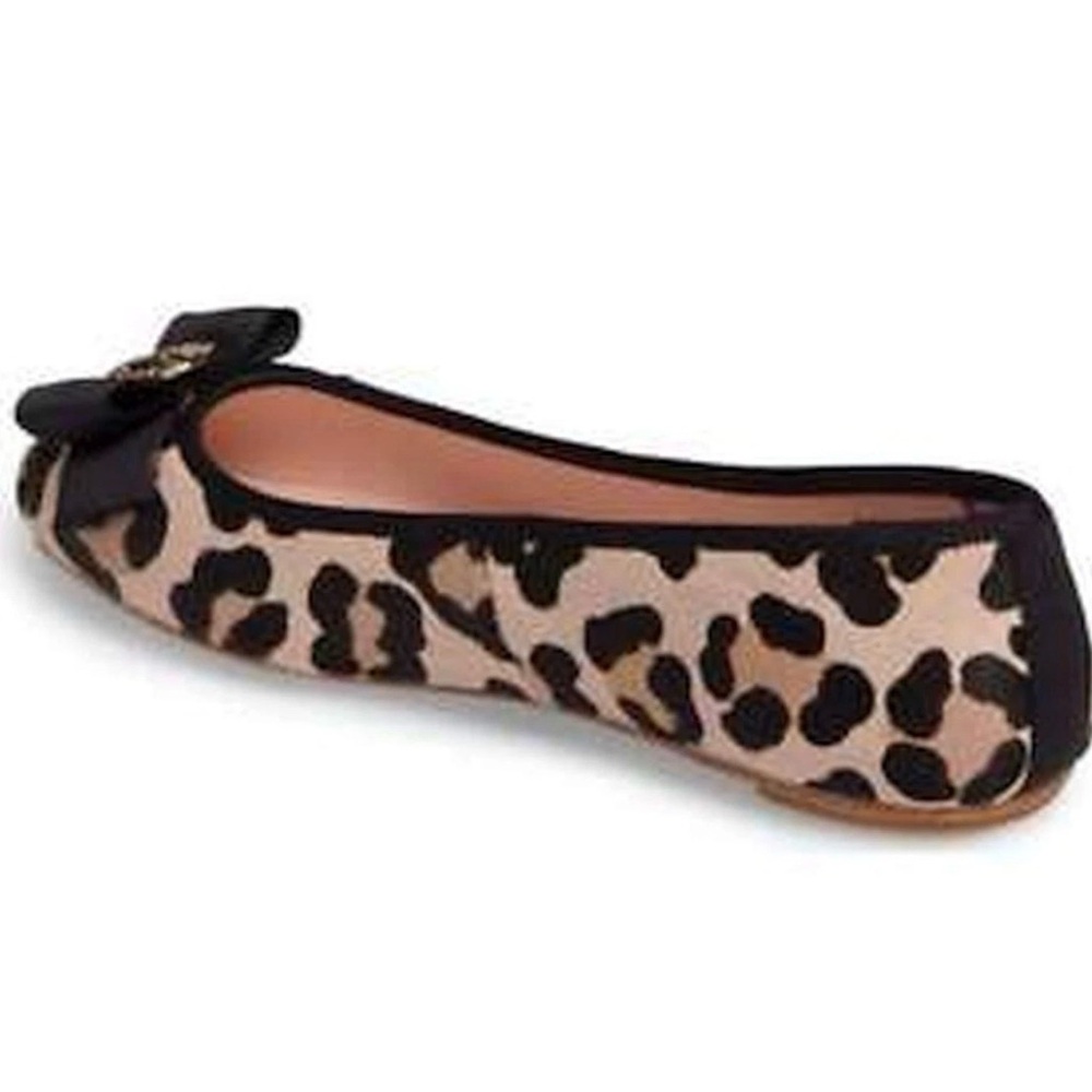 Kate Spade Calf Hair Leopard Print Flats with Black Bow. Size 7M - Picture 3 of 15